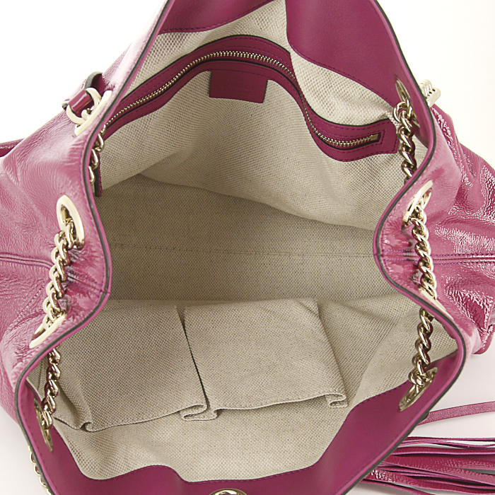 Borsa Gucci Soho in pelle verniciata rosa - Detail D2