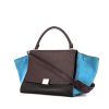 Celine Trapeze handbag in black and burgundy leather and blue suede - 00pp thumbnail