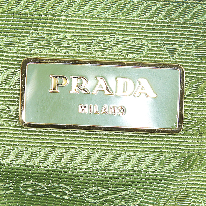 Prada handbag in green canvas and leather - Detail D4