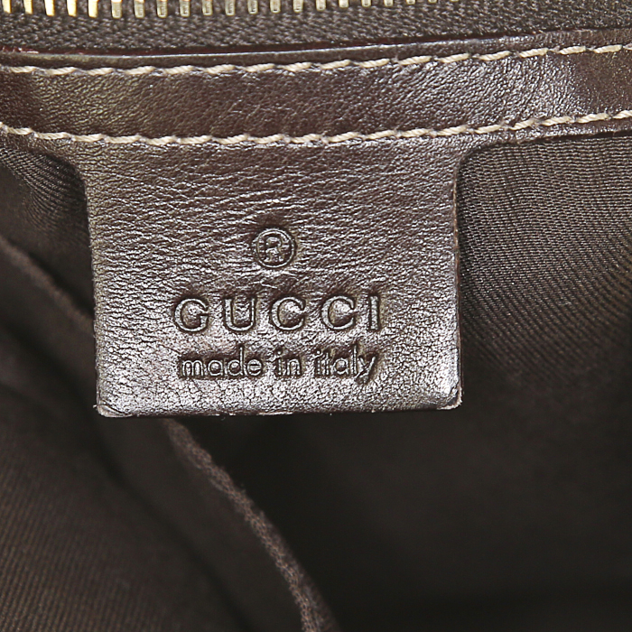 Borsa Gucci Jackie in tela color crema con motivo equestre e pelle marrone - Detail D3