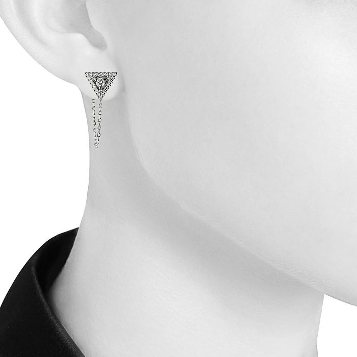 Boucle d'oreille Messika Théa en or blanc 14k et diamants - Detail D1