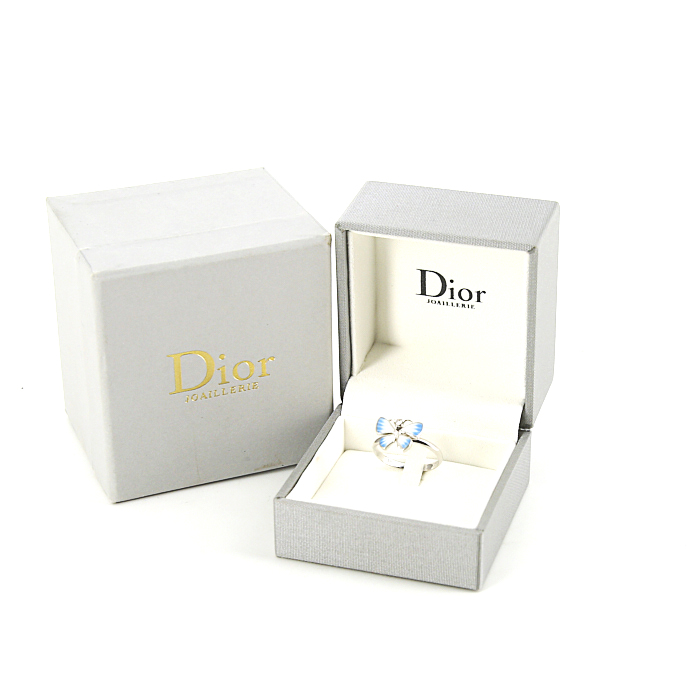 Anello Dior Diorette in oro bianco,  smalto e diamante - Detail D2
