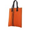 Hermès shopping bag in orange canvas and black leather - 00pp thumbnail