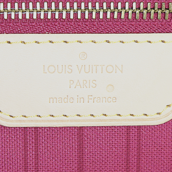 Sac cabas Louis Vuitton Neverfull grand modèle en toile monogram marron et cuir naturel - Detail D3