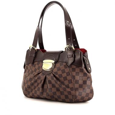 Sac à main Louis Vuitton Sistina en toile damier marron et cuir marron