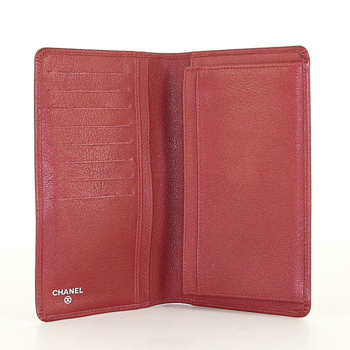 Portefeuille Chanel Camelia - Wallet en cuir rouge - Detail D2