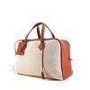 Hermes Victoria travel bag in brown togo leather and beige canvas - 00pp thumbnail