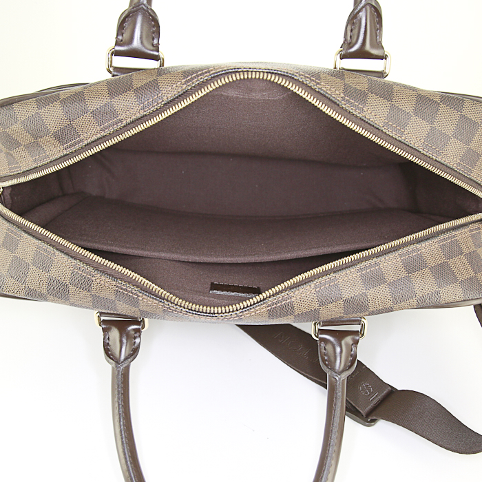 Porta-documentos Louis Vuitton Icare en lona a cuadros marrón y cuero marrón - Detail D3