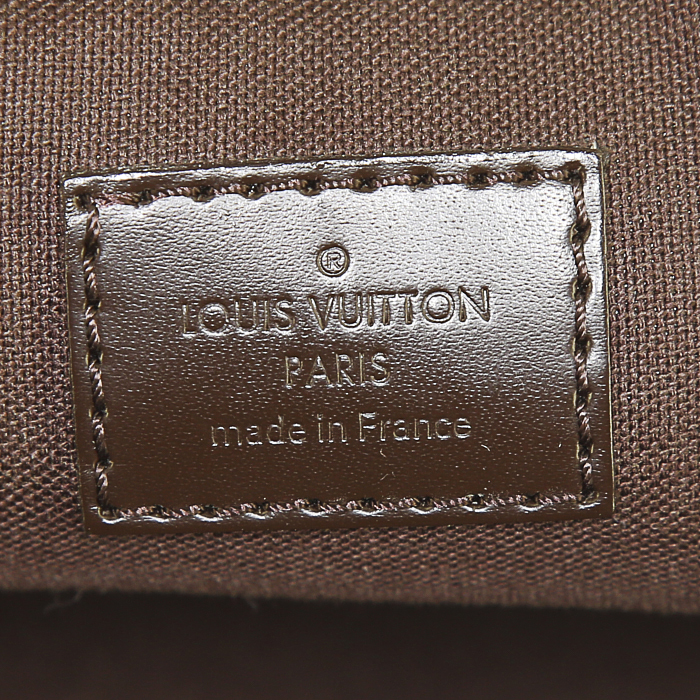 Porte-documents Louis Vuitton Icare en toile damier marron et cuir marron - Detail D4