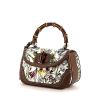 Gucci Bamboo handbag in white canvas and brown leather - 00pp thumbnail
