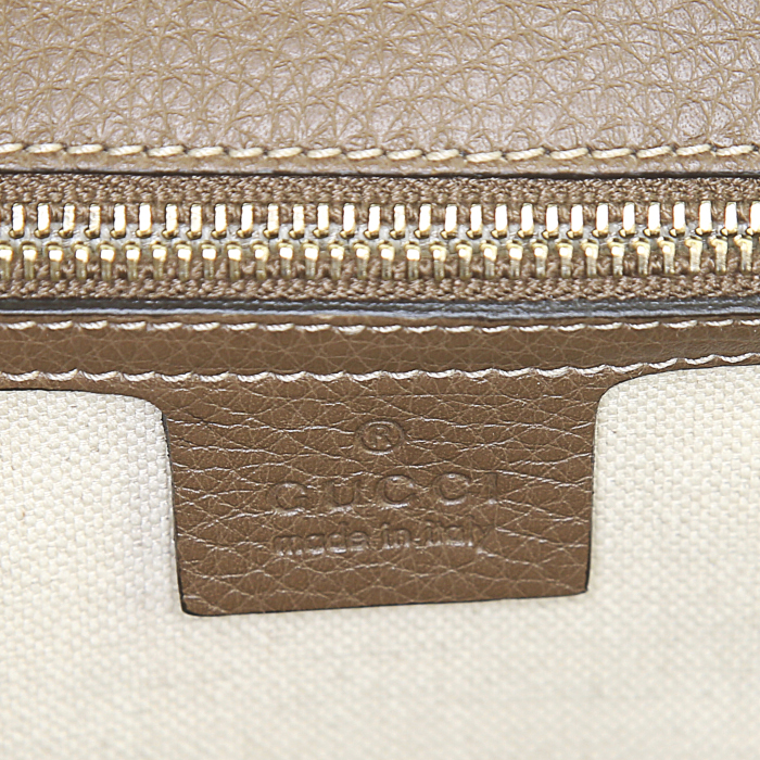 Borsa Gucci Bamboo in tela bianca a fiori e pelle marrone - Detail D3