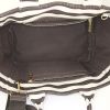 Shopping bag Prada Canapa in tela marrone e bianca a righe - Detail D3 thumbnail