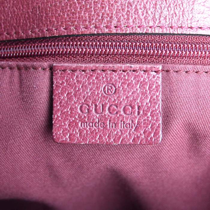 Gucci  Eclipse shopping bag  in beige monogram canvas  and red leather - Detail D3