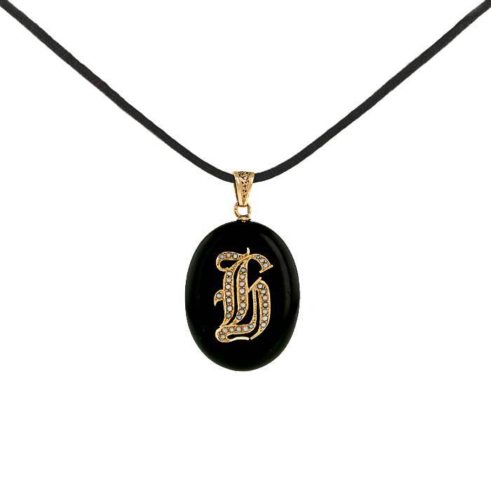 Pendentif Ancien NAP III Ouvrant Avec Photo - Plaque Or Et Onyx, Occasion Bon état