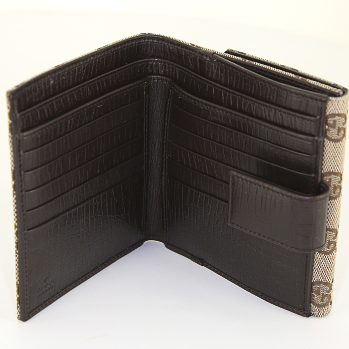 Gucci Mors wallet in monogram canvas and brown leather - Detail D3