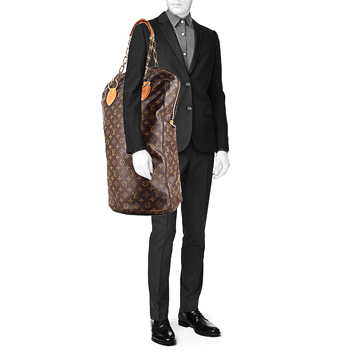 Bolsa de viaje Louis Vuitton Punching Bag modelo grande en lona Monogram marrón y cuero natural - Detail D1