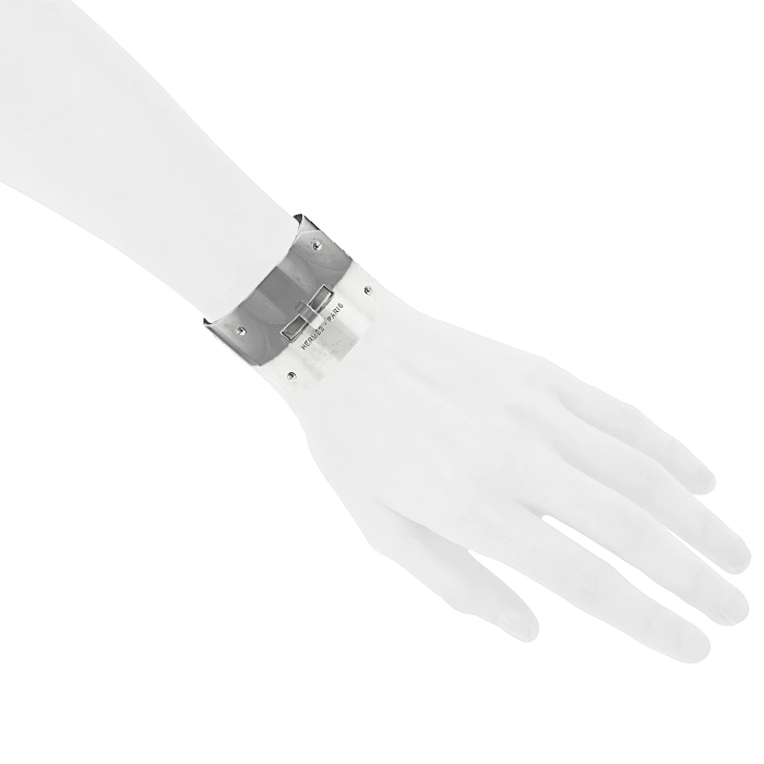 Bracelet manchette Hermes Kelly en argent - Detail D1