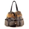Shopping bag Gucci Reins in tela monogram marrone e pelle marrone - 360 thumbnail