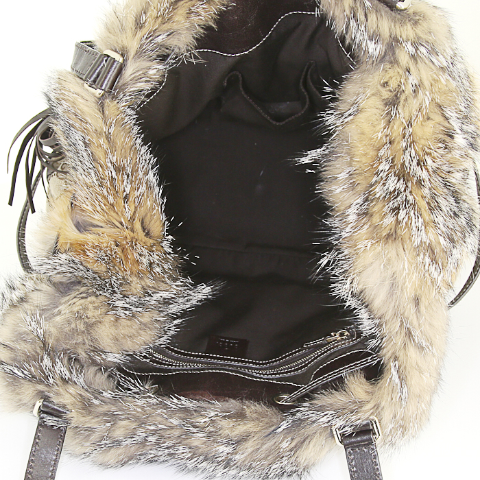 Shopping bag Gucci Reins in tela monogram marrone e pelle marrone - Detail D2