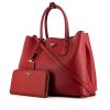 Prada Double handbag in red leather saffiano - 00pp thumbnail