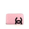 Chanel Cambon small model shopping bag in pink and black quilted leather - 360 Front thumbnail
