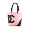 Chanel Cambon small model shopping bag in pink and black quilted leather - 360 thumbnail