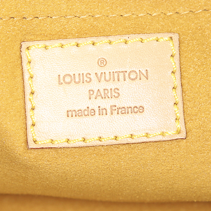 Sac à main Louis Vuitton Baggy en toile denim monogrammée bleue et cuir naturel - Detail D3