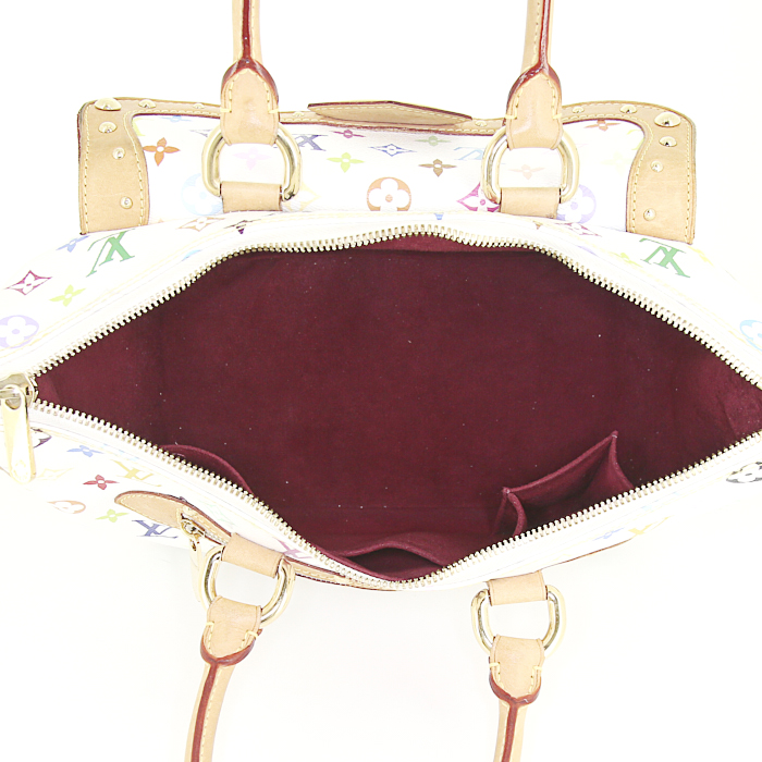 Louis Vuitton Rita handbag in white multicolor monogram canvas and natural leather - Detail D3