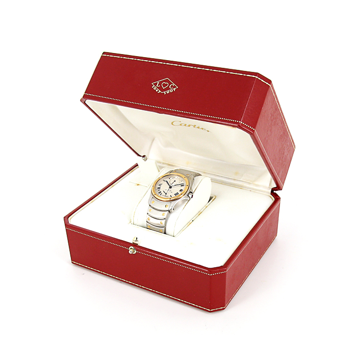 Reloj Cartier Santos Ronde de oro y acero Ref :  1847 Circa  2000 - Detail D2