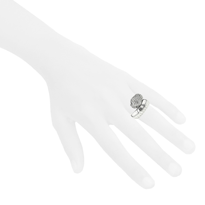 Sortija Cartier Panthère en oro blanco,  diamantes y esmeralda y en ónix - Detail D1
