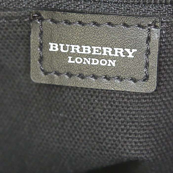 Shopping bag Burberry in tela Haymarket e pelle lucida nera - Detail D3