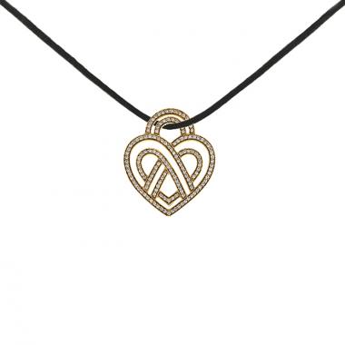Pendentif Poiray Coeur Fil moyen modèle en or jaune et diamants