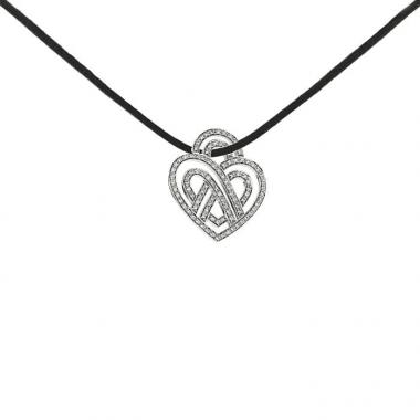 Poiray Coeur Fil medium model pendant in white gold and diamonds