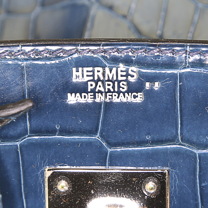 Hermes Birkin 30 cm handbag in Bleu de Malte niloticus crocodile - Detail D3
