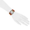 Hermes Barenia watch in stainless steel and orange leather Ref:  BA1.510 Circa  1990 - Detail D1 thumbnail