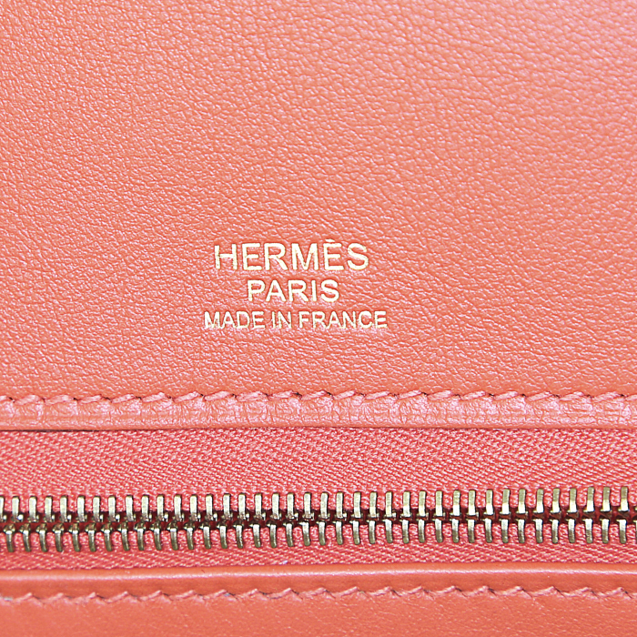 Hermès Birkin Grizzly handbag in red Swift leather and brown doblis calfskin - Detail D3
