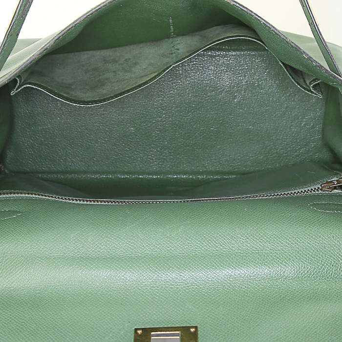 Sac à main Hermes Kelly 32 cm en cuir epsom vert - Detail D3