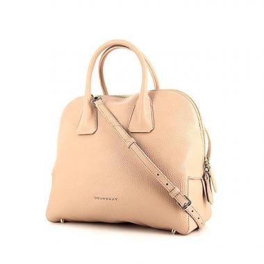 Bolso de mano Burberry Greenwood en cuero granulado beige rosado