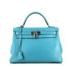 Hermes Kelly 32 cm handbag in blue Swift leather - 360 thumbnail