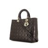 Dior Lady Dior large model handbag in dark brown leather cannage - 00pp thumbnail