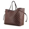 Louis Vuitton Neverfull large model shopping bag in brown damier canvas and brown leather - 00pp thumbnail
