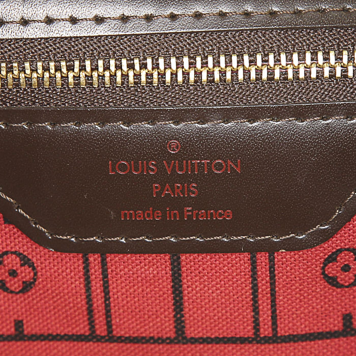 Bolso Cabás Louis Vuitton Neverfull modelo grande en lona a cuadros marrón y cuero marrón - Detail D3