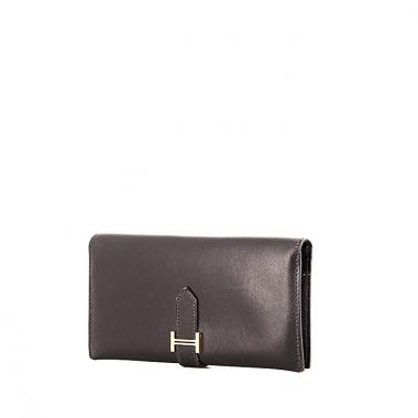 Hermès Béarn wallet in navy blue box leather