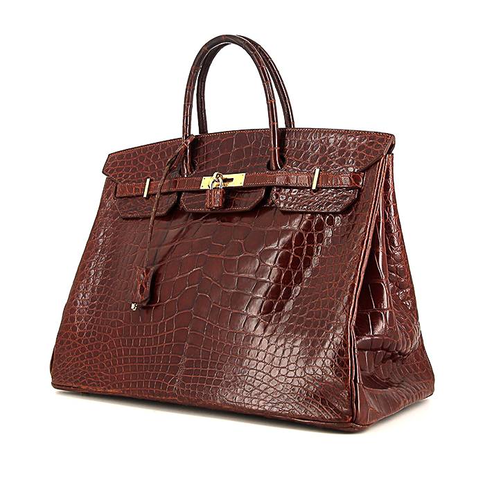 Sac à main Hermes Birkin 40 cm en alligator cognac
