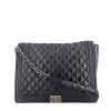Chanel shoulder bag in blue quilted leather - 360 thumbnail
