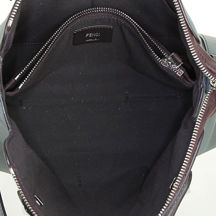 Fendi By the way shoulder bag in grey blue, beige and white leather - Detail D3