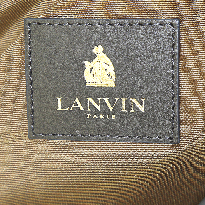 Sac porté épaule ou main Lanvin en cuir bicolore vert-kaki et vert-olive - Detail D4