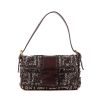 Fendi Mini Baguette handbag in brown canvas and brown leather - 360 thumbnail