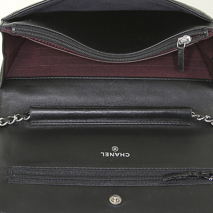 Borsa a tracolla Chanel Wallet on Chain in pelle trapuntata nera - Detail D2