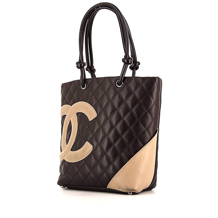 Chanel Calfskin Quilted small Cambon Pink Black Tote